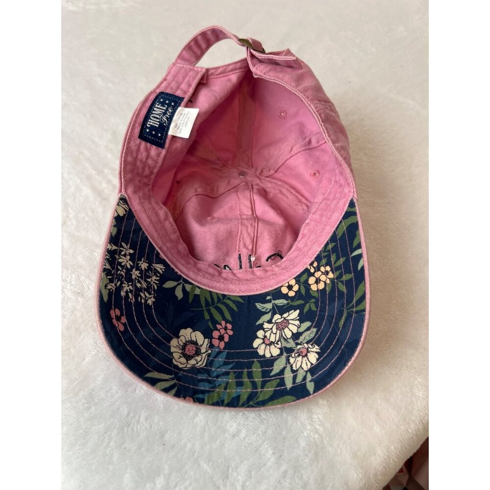 Home Free "COFFEE" Snapback Hat Cap Cotton OSFM Floral Pink - Picture 5 of 6